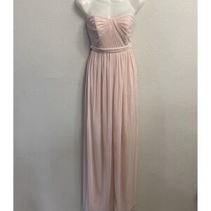 David's Bridal Bridesmaid Dress Petal Pink Convertible Top Strapless Size 2 Prom